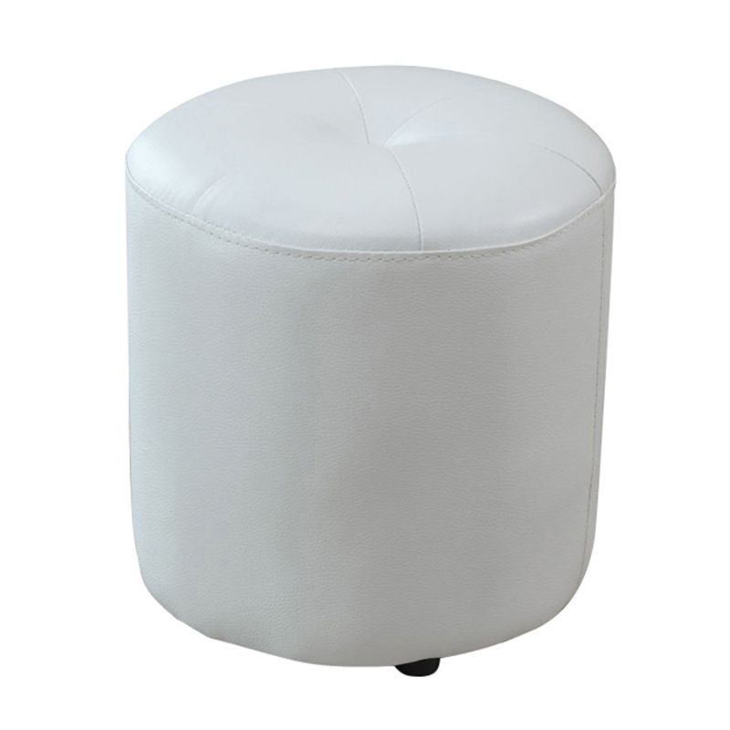 Classic Round Ottoman Pure Color Genuine Leather Water Resistant Ottoman Stool
