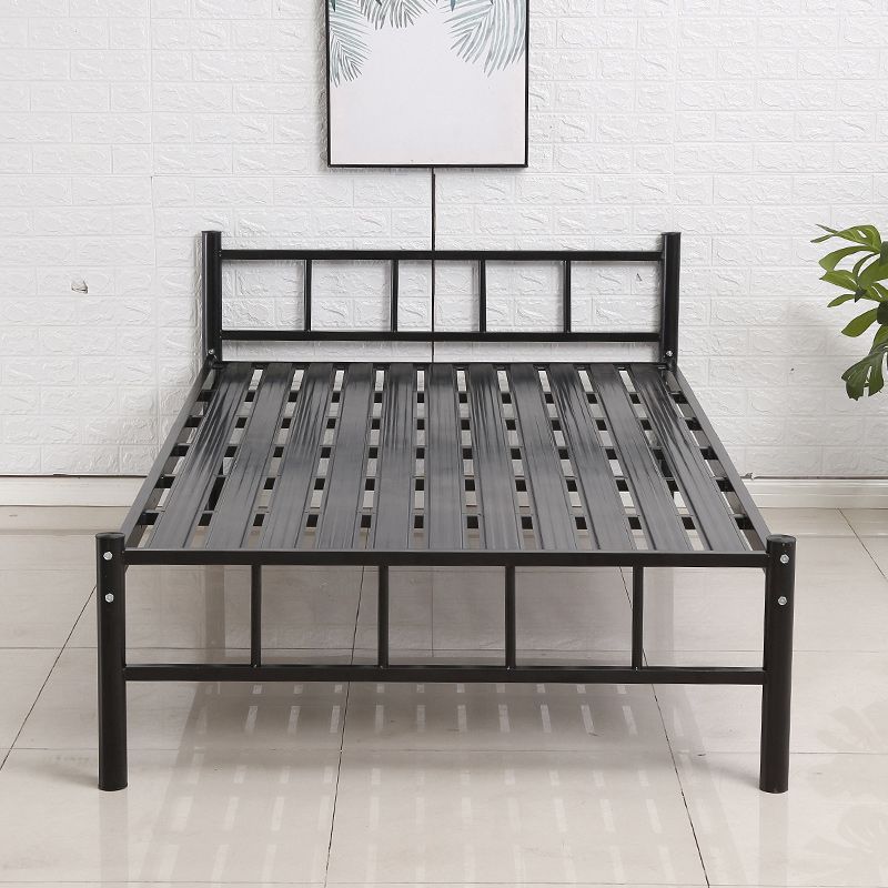 Black Metal Wire-Grid Bed Frame Industrial Style Iron High Open-Frame Bed
