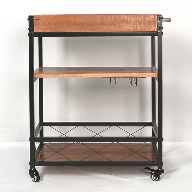 Contemporary Rolling Kitchen Cart Wood Rectangular Kitchen Cart for Dining Room