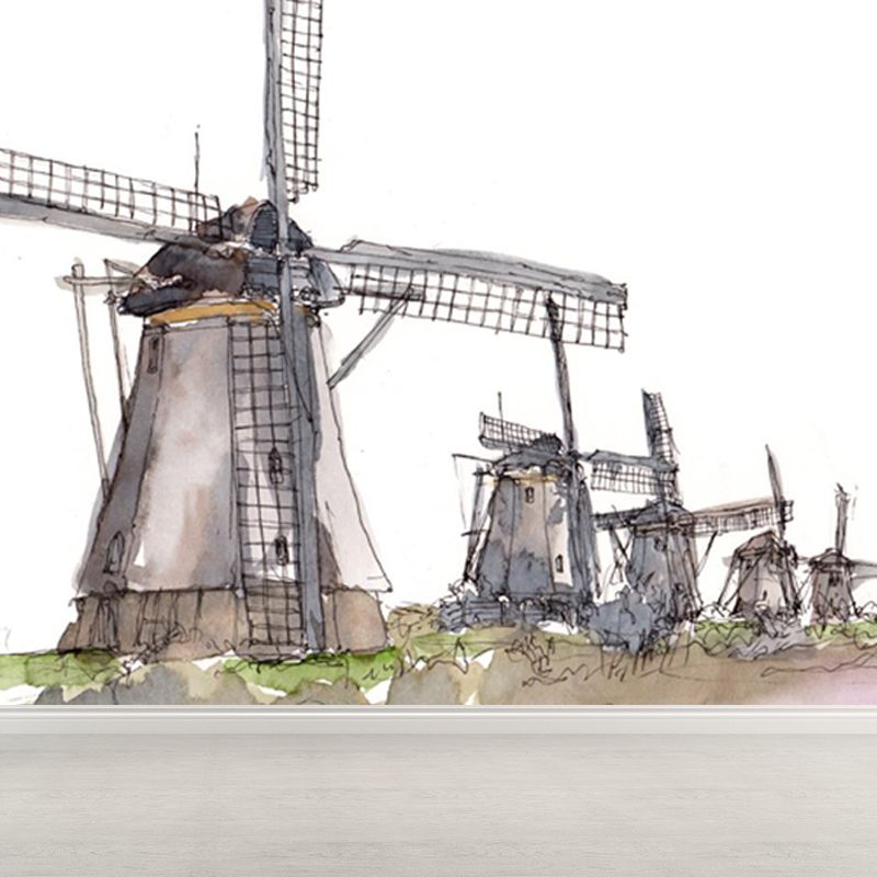 Stain Resistant Architecture Mural Decal Non-Woven Modern Wall Decor for Study Room