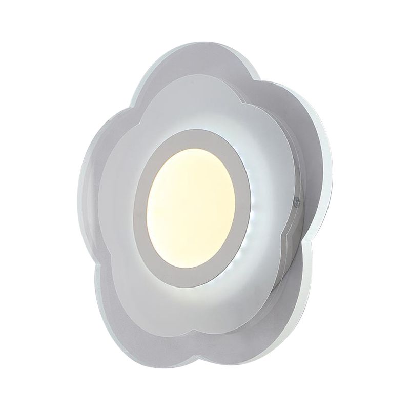 Simplicity Flower Flush Wall Sconce Acrylic Bedroom LED Wall Light Kit in Warm/White Light