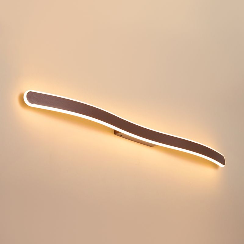 Metal Thin Vanity Wall Sconce Modern Style 1 Light Vanity Lighting Fixtures in Brown