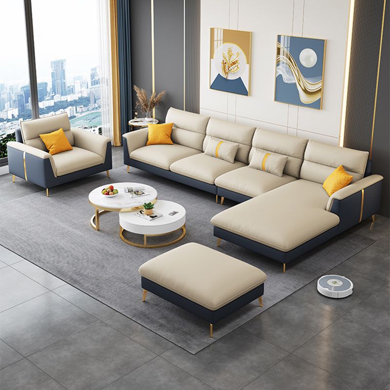 Folding Armrest Cushioning Backrest Sofa Bed White Imitation Leather Solid Wood Frame Sofa