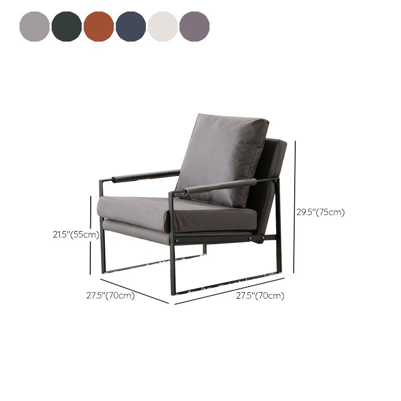 Industrial Metal Armchair Leather Upholstered Accent Armchair