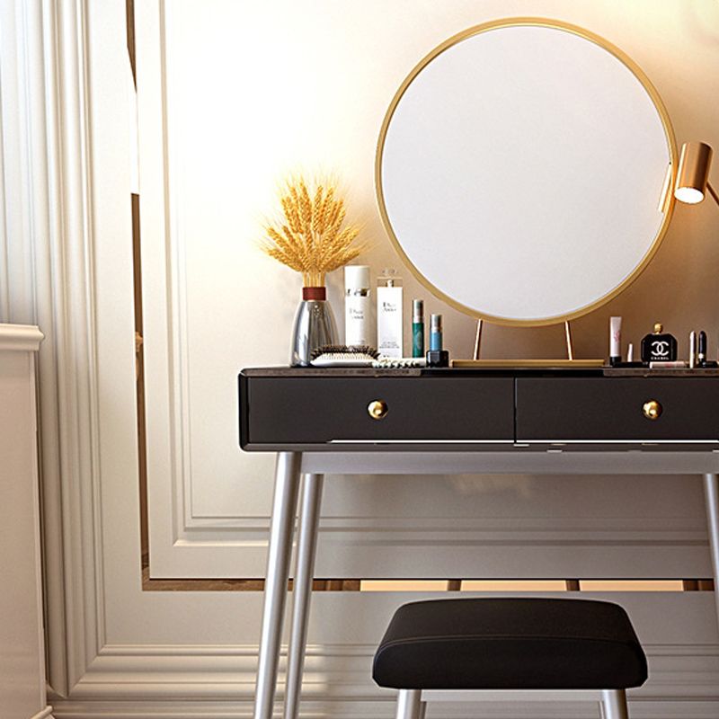 Glam 29.5" Height Wooden Makeup Vanity with Drawers and Mirror