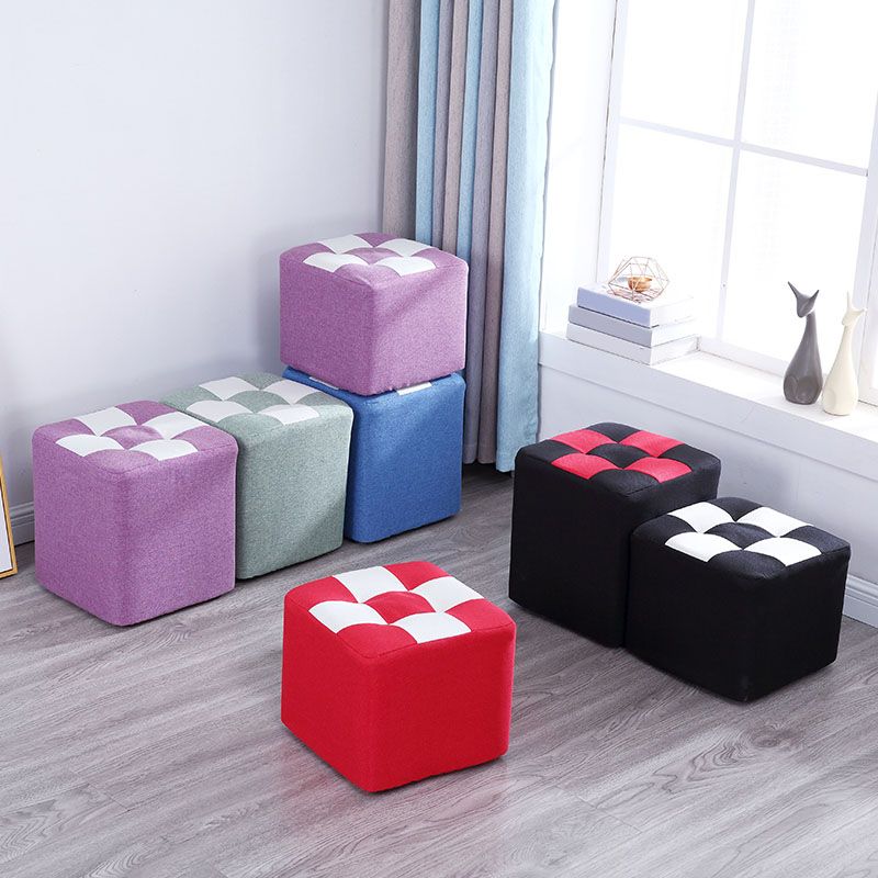 Modern Square Pouf Wooden Frame Cotton Pouf for Drawing Room