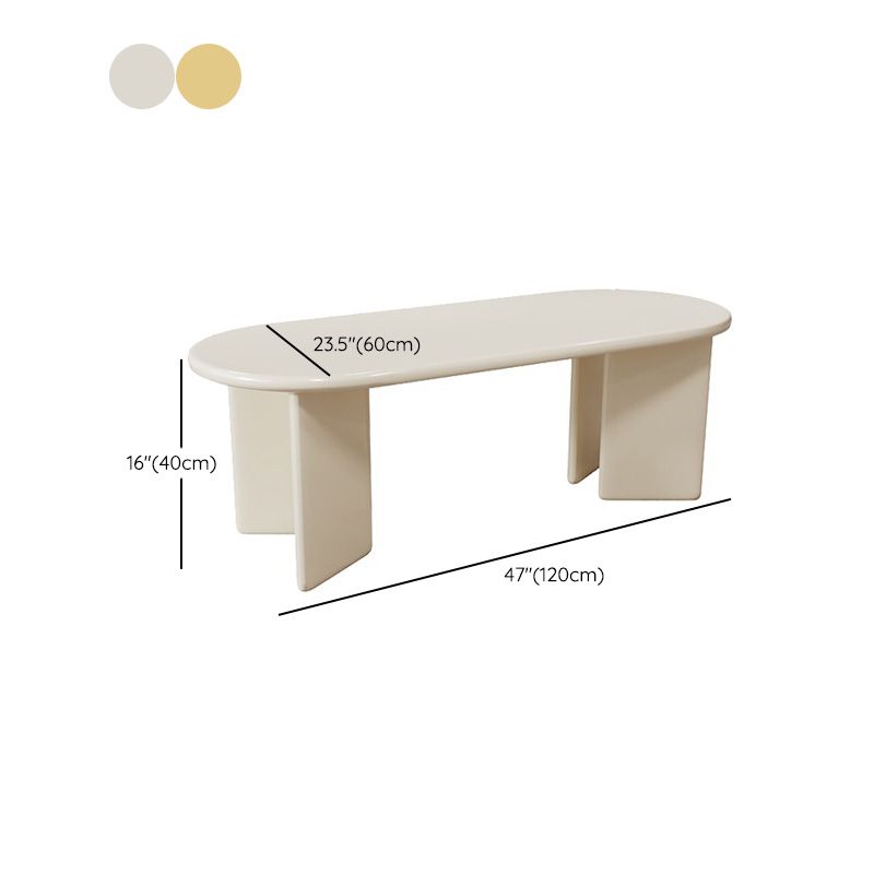 Contemporary Wooden Oval Coffee Table with 4 Legs in White/Yellow
