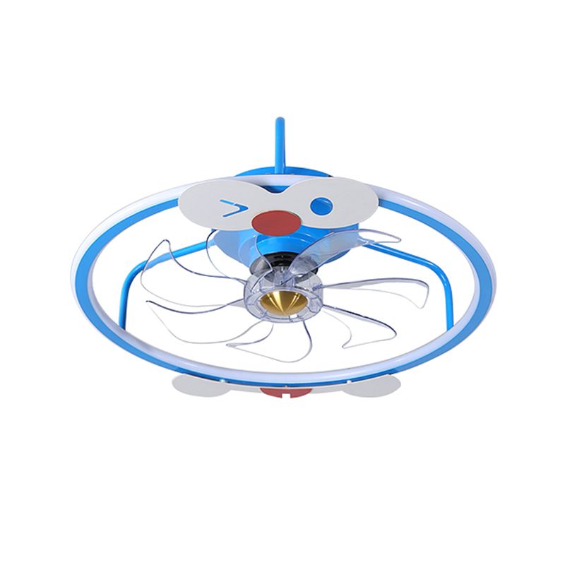 Modern Metal Ceiling Fan Lamp Cartoon LED Flush Mount Ceiling Light for Children's Room