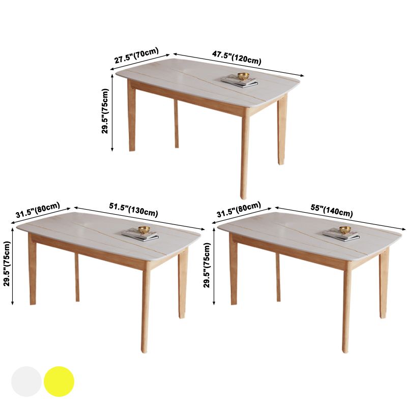 Minimalist Rectangle Shape Kitchen Dining Table Sintered Stone Top Dining Table with 4 Legs Base