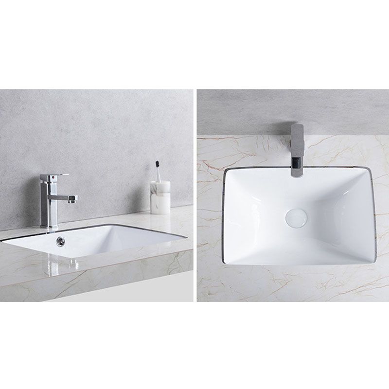 Modern Undermount Vanity Sink Round Porcelain with Pop-Up Drain Bathroom Sink Only