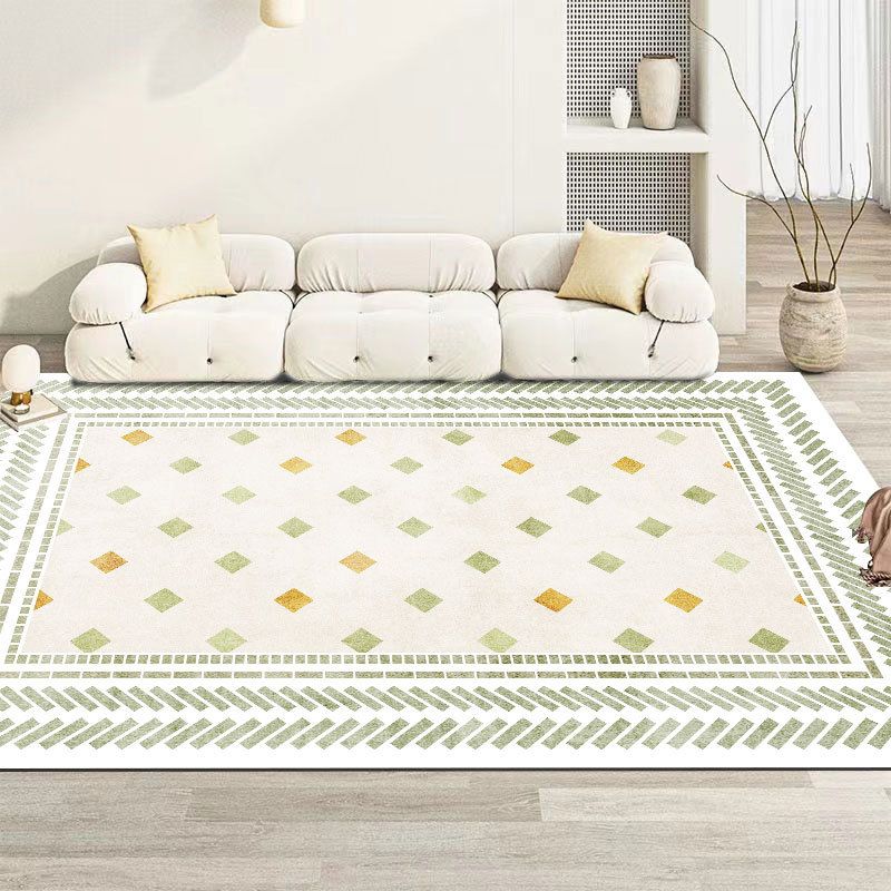 Simple Striped Rug Polyester Green Rug Tear Resistant Rug for Living Room