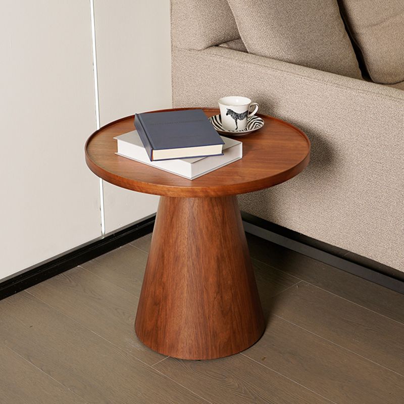 Contemporary Living Room Round Pedestal Solid Wood End Table