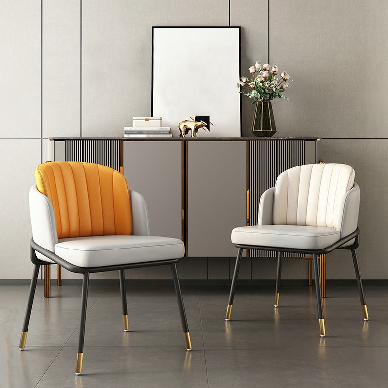 Upholstered Side Chairs Nordic Design Solid Back Armless Dining Chairs