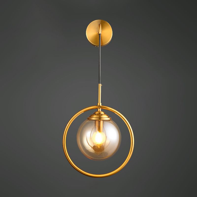 Postmodern Glass Wall Lighting Fixture Global Wall Mount Lamp for Living Room