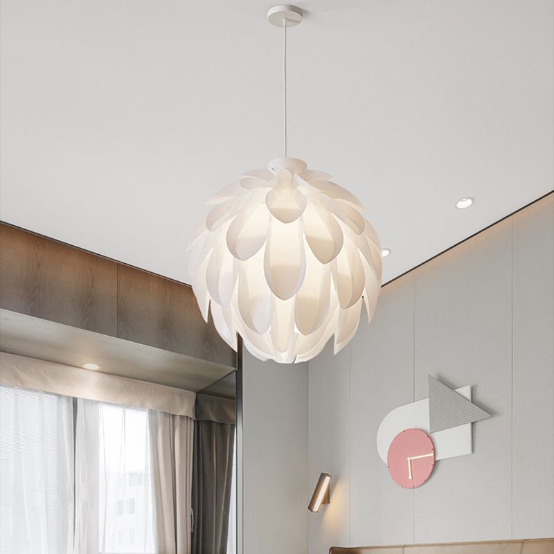 Wit led hanglamp in moderne beknopte stijl smeedijzeren hangende lamp met plastic schaduw