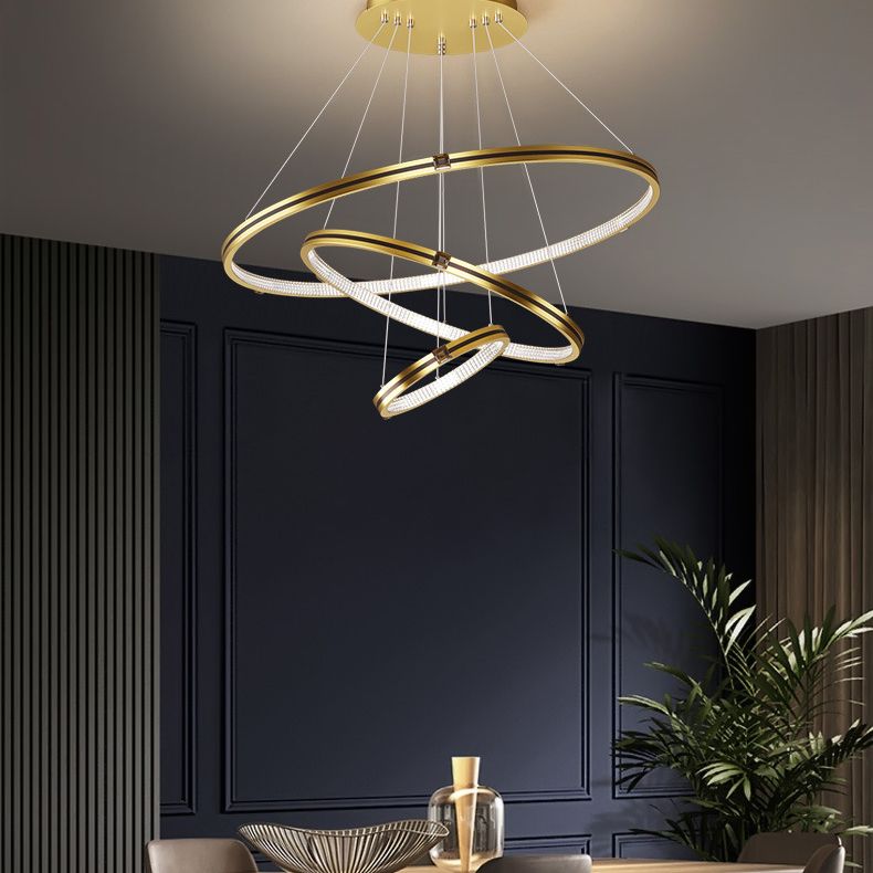 Lampada del lampadario moderno a ginnastica a anello di semplicità Lights Acrilico Ampiccamento a sospensione per il ristorante