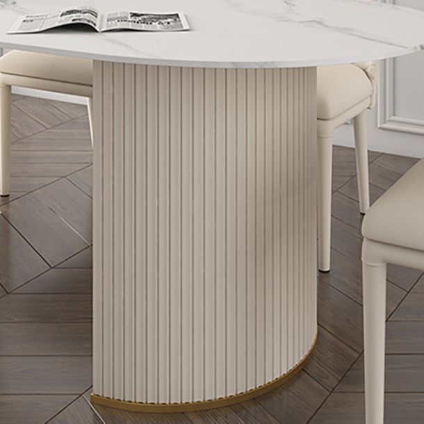 Modern Sintered Stone Dining Table Oval Dinner Room Kitchen Table