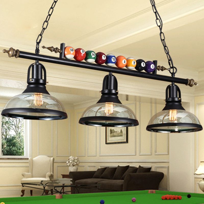 Shaded Hanging Light Fixture Industrial Metal Island Pendant with Billiard Decoration
