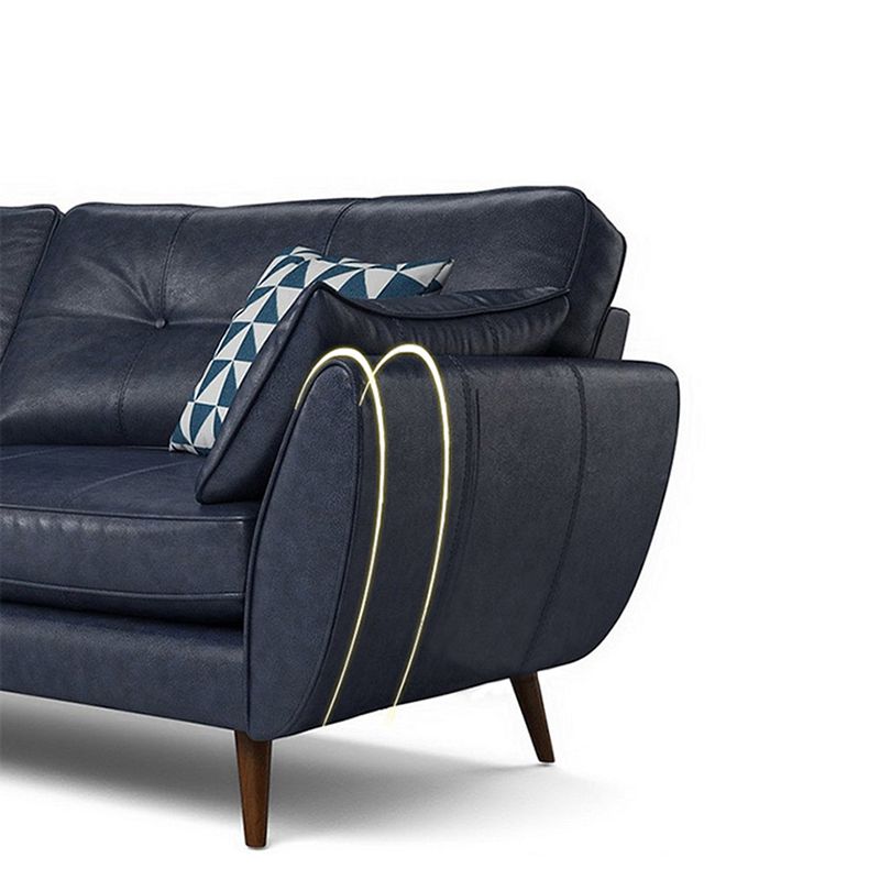 33.4" H 3-4 Seater Faux Leather Flared Arm Sofa for Living Room