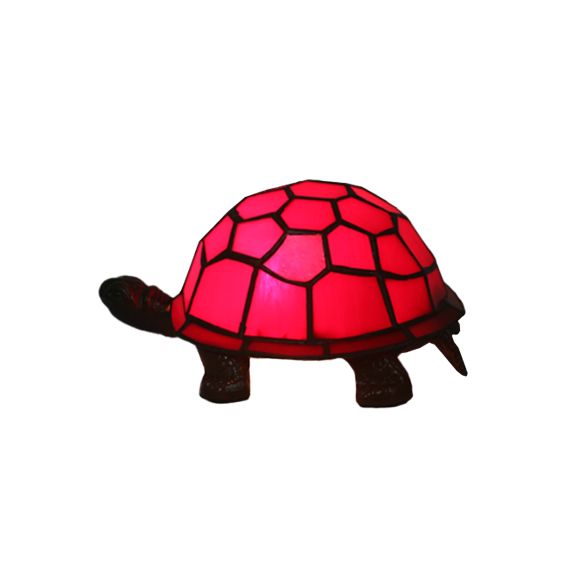 Turtle Shaped Nightstand Lamp Tiffany Style Stained Glass 1-Light Bedside Table Light
