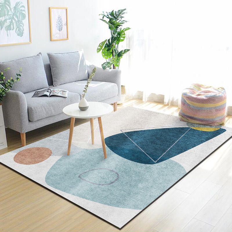 Dark Gray Lozenge Rug Polyester Modern Rug Washable Rug for Home Decor