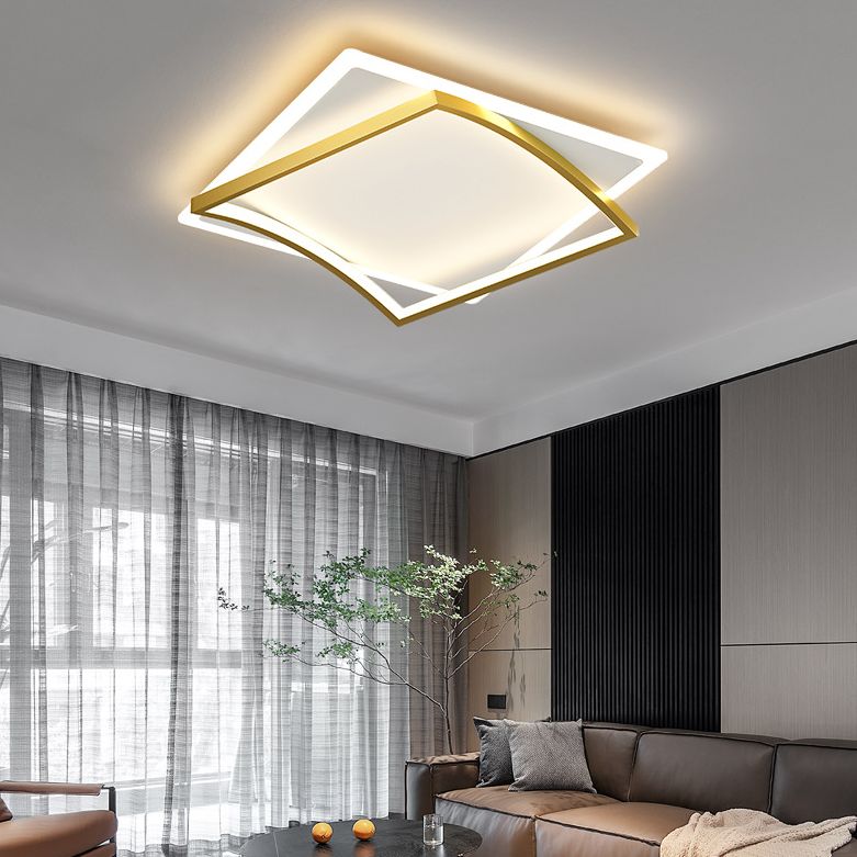 Modern Minimalist Double Geometric Flush Mount Light Metal LED Bedroom Flush Ceiling Light