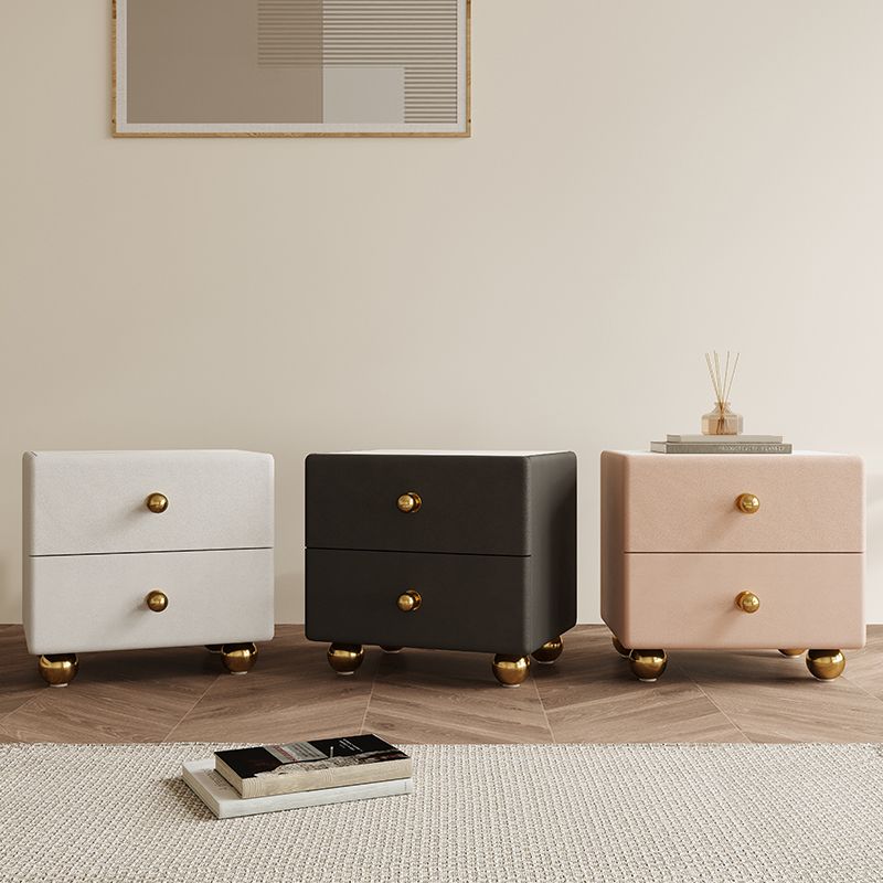 2-Drawer Nightstand 15.8" W Wooden Closed Storage Night Table for Bedroom