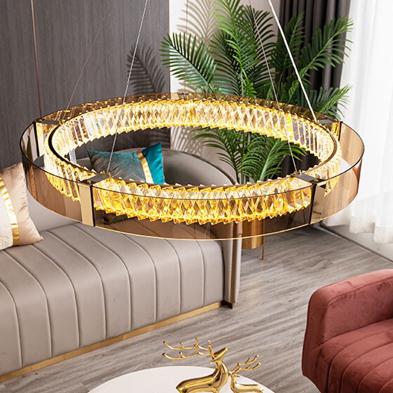 Luce a ciondolo a LED a LED CRYSTALE in lampadario moderno in acciaio inossidabile in stile lusso per camera da letto