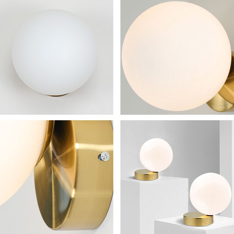 Modern Minimalist Glass Ball Wall Lamp Cream Glass 1 Head Brass Wall Light for Bedroom Living Room