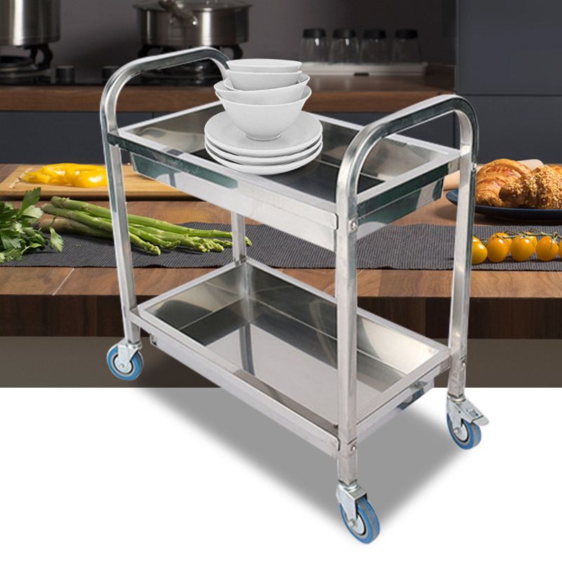 Modern Style Metal Prep Table Rectangular Prep Table with Casters
