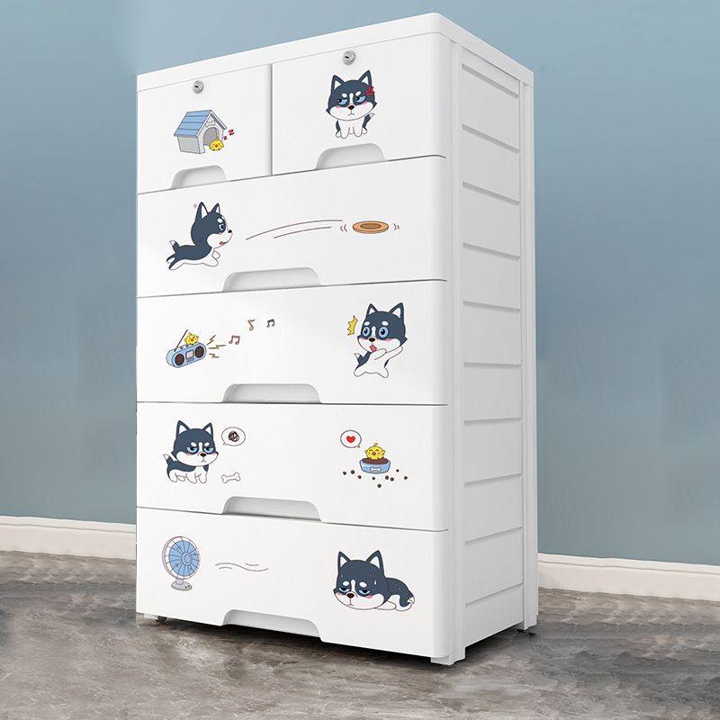 Contemporary Wardrobe White Color Plastic Wardrobe Closet with Drawers