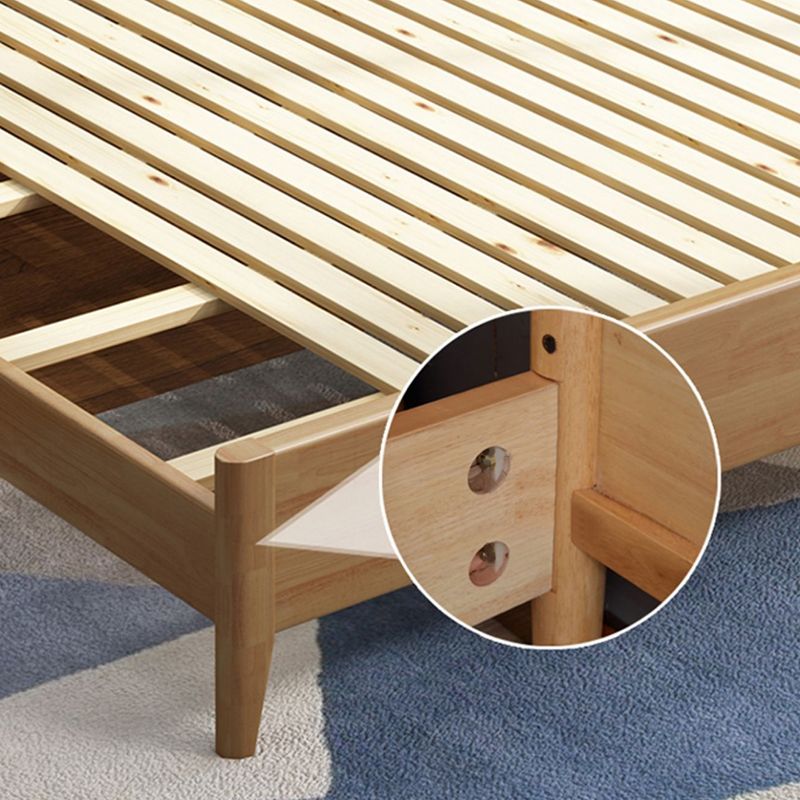 Contemporary Solid Wood Standard Bed, Rectangular Upholstered Headboard Bed