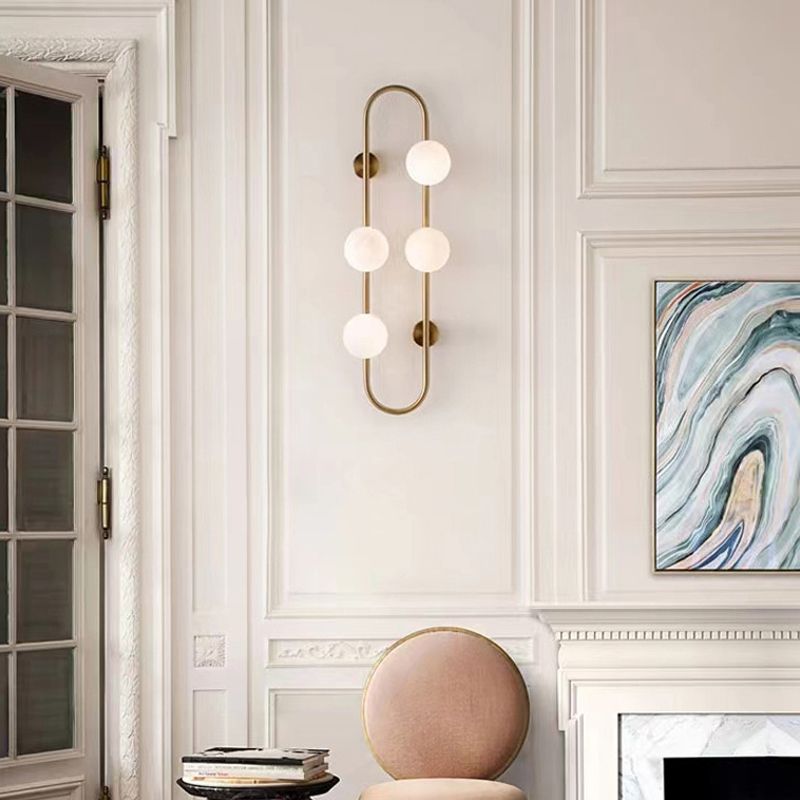 Modern Style Ellipse Shape Wall Light Glass Sconces in Gold for Bedroom