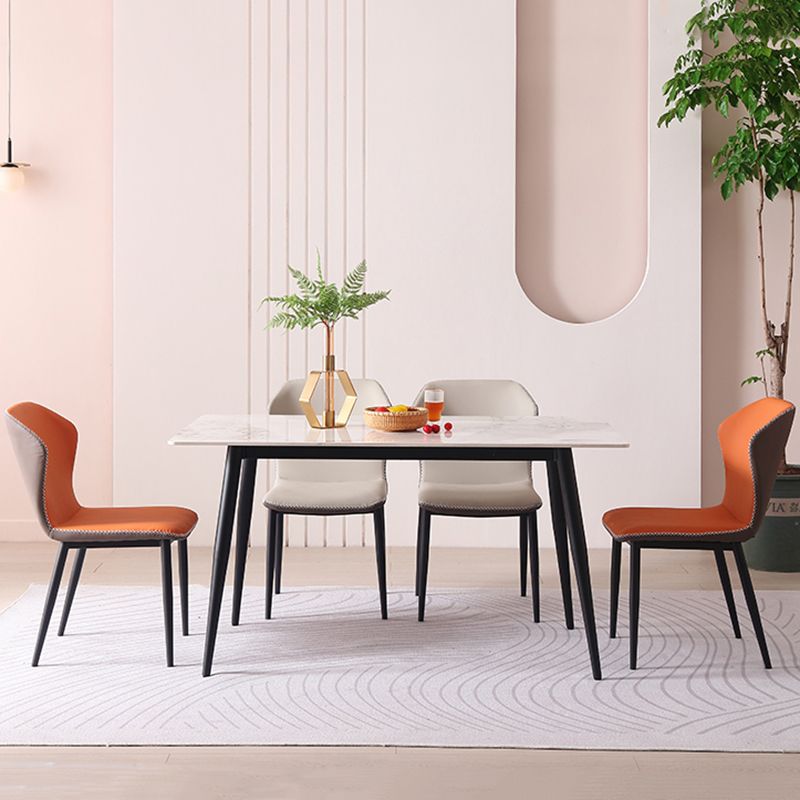 Contemporary Armless Dining Chairs Faux Leather Wingback Side Chair