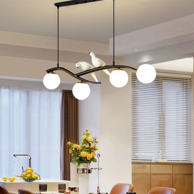 Modern Kitchen Island Lighting Black/Golden Globe Shaded Ceiling Light for Foyer