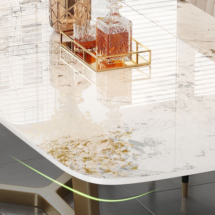 Luxe gesinterde stenen eettafel rechthoektafel met bakbasis