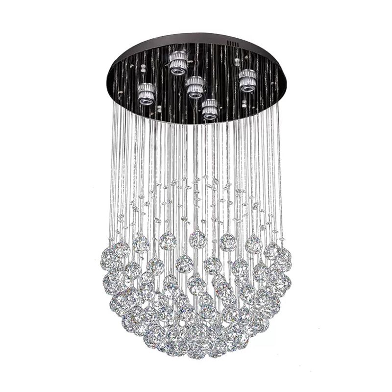Modern Globe Flushmount Light Crystal 3/5/14 Bulbs Restaurant Deckenbefestigung in Edelstahl
