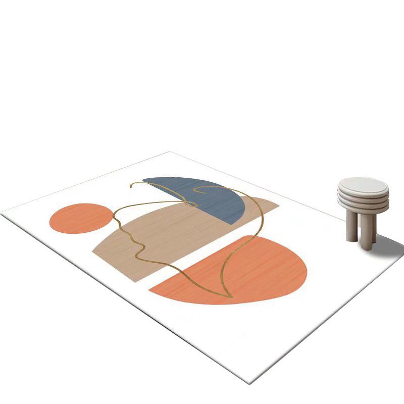 Orange Modern Rug Polyester Color Piece Rug Stain Resistant Rug for Living Room