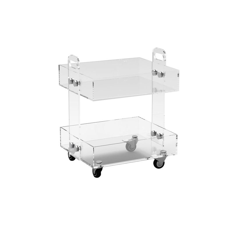 Ultra-Modern Plastic Rectangular End Table Double Tier Corner Table with Storage