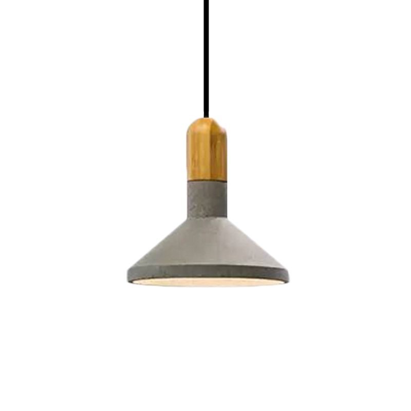 Cement rood/zwart/houten hangende lamp Pot-deksel 1 lichte loftstijl hanglampje plafondlicht boven eettafel