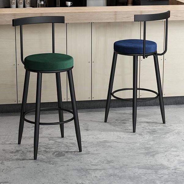 Contemporary Metal Barstool Fabric Upholstered Counter Stool in Matte Finish for Indoor