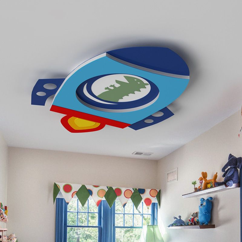 Metal Round Shade Flush Ceiling Light Kid Style 1-Light Flush Mount Fixture