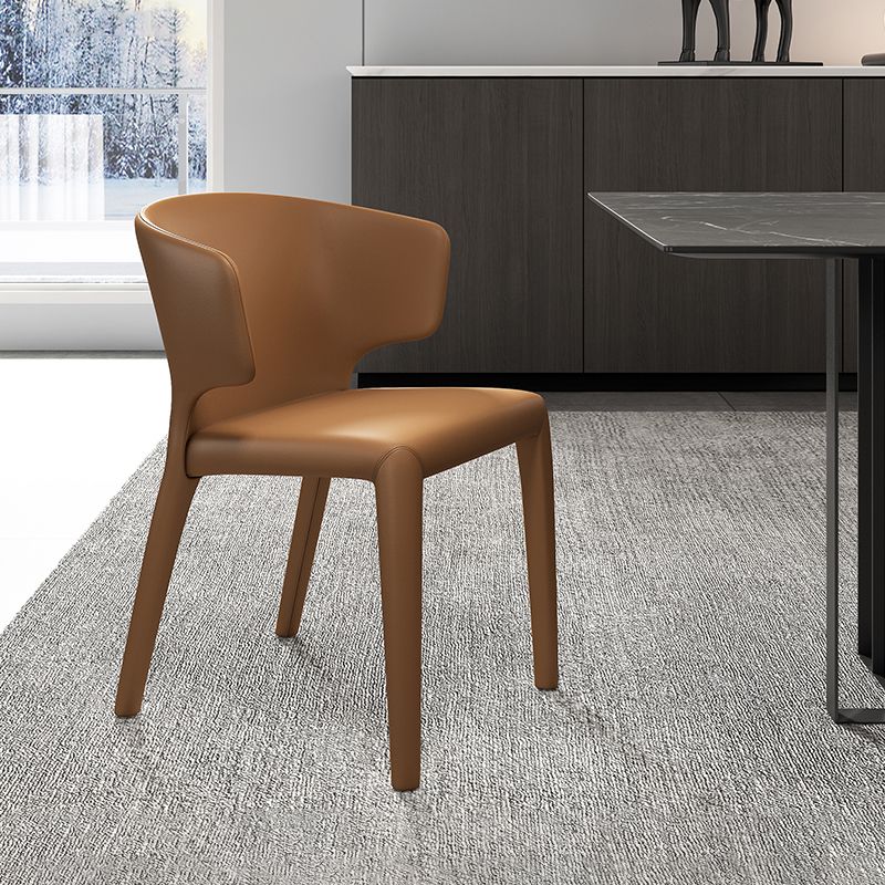 Contemporary Style Dining Chair Faux Leather Low Back Dining Side Chair