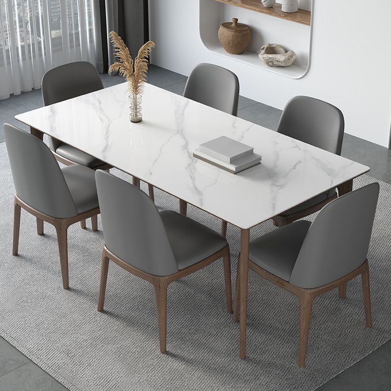Modern Rectangle Dining Table Ash Wood Base Dining Table with 4 Legs