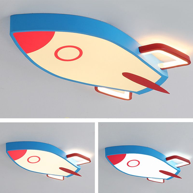 Rocket Bedroom Flushmount Ceiling Fixture Acrylic LED Contemporary Flush Ceiling Light Fixture in Blue