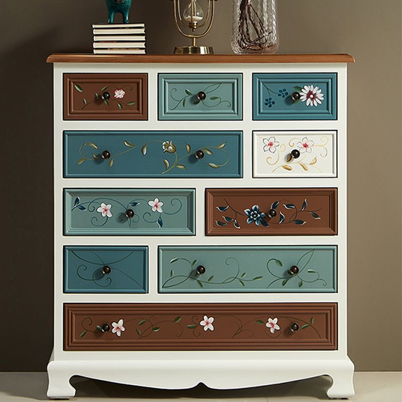 Nautical Bedroom Storage Chest Vertical Wooden Chest with Drawers