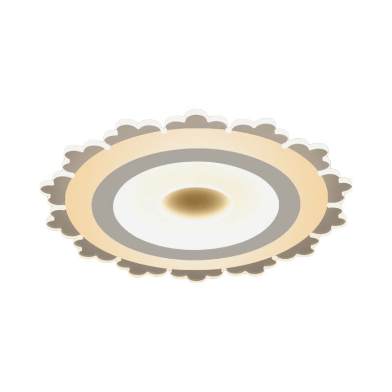 Flower Ultrathin LED Flushmount Minimalist Acrylic Bedroom Flush Mount Ceiling Light in White, 8"/16.5"/31" Width