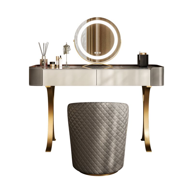 Dresser Makeup Counter With 2 Storage Drawers and Stool for Bedroom