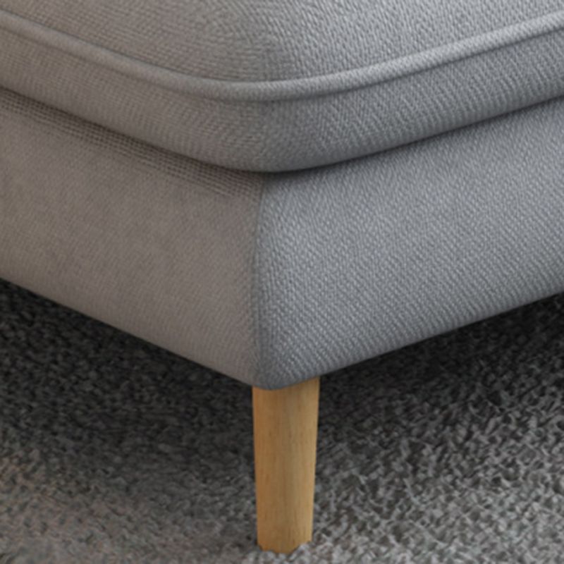 Fabric Pillow Back Sectional Flared Arm Sectional with Wood Accents