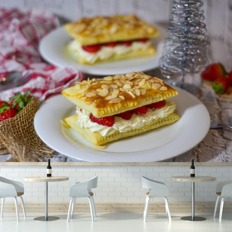 Contemporary Pastry Wall Mural Environment Friendly Wallpaper for Cake Shop